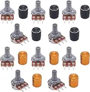 KLVN 10pcs 1K Ohm 3 Terminals Linear Taper Rotary Audio B Type Potentiometer,Volume Control Potentiometer (Size : 10K 0hm)