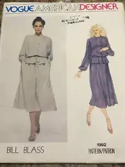 VOGUE AMERICAN DESIGNER #1992 - BILL BLASS - LADIES TOP & SKIRT PATTERN 10 FF
