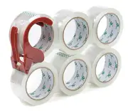 6 Rolls BOMEI PACK Clear Packing Tape with 1 Dispenser, Heavy Duty Packaging Tap