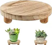 Plant Riser 8 " Round Wooden Riser Small Plant Stands Indoor Flower Pot Holder Planter Stand Tray Decorative Wooden Cake Stand Pedestal Tables