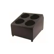 Cutlery Holder Double Row 4 Holes Stainless Steel Black Finish Utensil Caddy