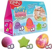 Zimpli Kids Baff Bombz - Mega Pack: 20 Mixed Bath Bombs (Apple, Grape, Strawberry, Tutti Frutti Scents) - Bath Bomb Set