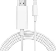 [Apple MFi Certified] Lightning to HDMI Cable Adapter for iPhone,1080P Lightning to HDMI Digital AV Adapter HDTV Cord Compatible with iPhone 14 13 12 11 Pro Max XS XR X 8 to TV Projector Monitor-6.6ft