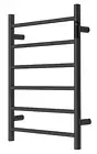 Matte Black Heated Towel Rail rack round AU standard 650*450mm wide 6 bar Timer