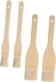 Zerodeko 4Pcs Wooden Handle Basting Brush BBQ Baking Brush Water Resistant Pastry Brush for Grilling Kitchen Baking and Frying Efficient Oil Application Tool