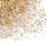56g Crushed Glass Chips 1-4mm Irregular Broken Sprinkles Glass, Gold Silver