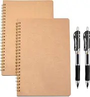 YYaaloa 2pcs Spiral Notebooks A5 6x8 Soft Cover Journals Planners 200 Pages Wirebound Memo Notepads Diary Notebook With black Pen For Work School Writing And Drawing (A5, Ruled)