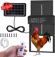 Solar Chicken Coop Door Auto Timer Light Sensor Remote LCD USB Anti-Trap Metal