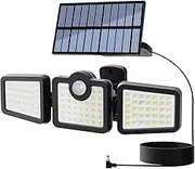 HOORAY Solar Lights Outdoor, 800LM 108LED Motion Sensor Solar Lights for Outside, IP65 Waterproof 3 Heads Security Flood Lights, Separate Solar Panel 3 Modes Wall Lights (No Remote)