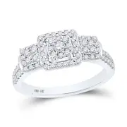 14k White Gold Round Diamond Square Bridal Engagement Ring 1/2 Cttw