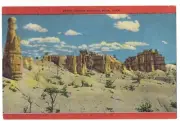 Mormon Temple Group, Bryce Canyon National Park, Utah, Unused Linen Postcard