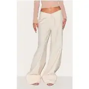 Stone Tailored Woven Turn Up Wide Leg Pants, Stone