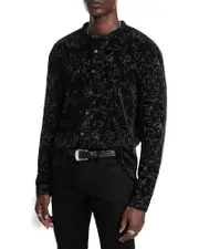 John Varvatos Valencia Regular Fit Velour Burnout Shirt
