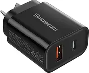 Simplecom CU220 Dual Port PD 20W Fast Wall Charger USB-C + USB-A for Phone Tablet