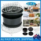 6Pcs Air Fryer Accessories Set Baking Pan Rack Cake Pizza Chips BBQ Cooker AU