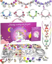 200 Pcs Charm Bracelet Making Kit, Friendship Jewelry Making Supplies Unicorn