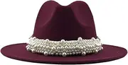 [Generic] Women Jazz Fedora Hats Casual Mens Womens Felt Hat with Pearls Wedding Prom Dress Hats Church Panama Caps 2 58-61CM, 2, One Size, 2, One Size
