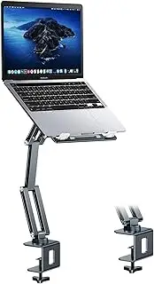 nediea Laptop Mount for Desk, Laptop Arm Mount with 360° Rotating, Aluminum Laptop Tray Stand Adjustable, Foldable Laptop Stand/Holder, Fit for 11-17 Inch Laptops (Grayish Green)