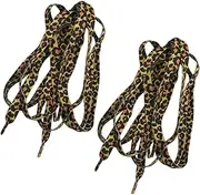 [OFFSCH] 2Pair Leopard Print Flat Shoelaces Creative Shoe Ties for Sneakers Casual Shoes and Fashion Accessories for Shoes