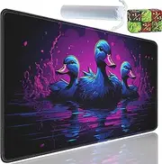 Yuxcfhjfe Playmat for MTG, 24x14 Inches Playmats, for TCG and CCG Trading Card Game Mat, Non-Slip Rubber for MTG Playmats with A Storage Bag and 6 Dice Set, Cute Cartoon Duck Pattern Black