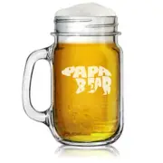 16oz Mason Jar Glass Mug w/ Handle Dad Father Papa Bear