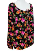 NWT Betsey Johnson Secret Garden Peasant Top Blouse Size M Floral Multicolor