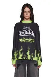 [Dolls Kill x Von Dutch] Motocross Long Sleeve Tee - Green