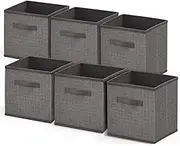 Nestl Cube Storage Bins, Foldable 6 Cube Storage Organizer Bins, Fabric Storage Cubes, Storage Basket with Handles, Grey Closet Storage Bins, 11-Inch Cube Storage Bins for Bedroom, Playroom and More