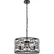 Elegant Lighting 1108D16BK Kennedy 3 Light 17 inch Black Pendant Ceiling Light