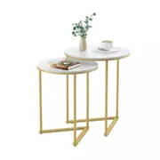 Fine Store - Round Nesting Coffee Table Set with Gold Legs