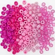 1000PCS 6x9mm Pony Beads Bulk, 5 Styles Pink Pony Beads for Bracelets Making Kit, Kandi Beads, Hair Beads for Braids, Craft Beads for Jewelry Making (Pink)