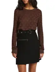 [Marcs] Shining Diamond Shimmer Knit Jumper in Chocolate