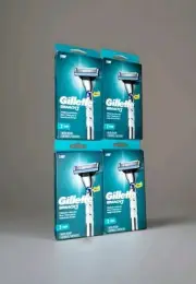 (4) Gillette Mach 3 Razor Handle + 2 Refill Cartridges (Each Box) NEW & Sealed