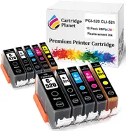 10 Pack (2BK,2PBK,2C,2M,2Y) Compatible Ink for Canon PGI-520 CLI-521 PGI520 CLI521 for Canon IP3600 IP4600 IP4700 MP540 MP550 MP560 MP620 MP630 MP640 MP980 MP990 MX860 MX870