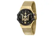Maserati Potenza Gold Tone Stainless Steel Black Dial Quartz R8853108006 100M Men's Watch