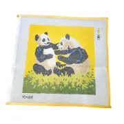 Panda Bear Needlepoint Canvas large 16 x 17 Black white yellow Green