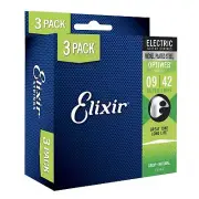 Elixir Super Light Electric Guitar Strings 009 042 Nickel Plated 3 Pack