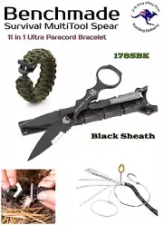 Benchmade Survival MultiTool Knife Spear Kydex Sheath 11-1 Paracord Bracelet