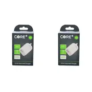 2PK Core Type-A Dual Port Wall Charger Fast-Charge Phone Adapter 15.5W White