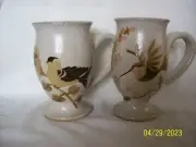 Coffee mugs x 2, handmade, Goldfinch & Hummingbird