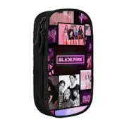 blackpink (21) Pencilcase Large Capacity Pencil Case Double Zipper Stationery Bag with Compartments for Boy Girl-YAS52 Black