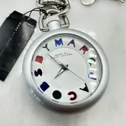 New Marc by Marc Jacobs Silver Tone Chain Clip Charm Pocket Watch Silver MBM7500