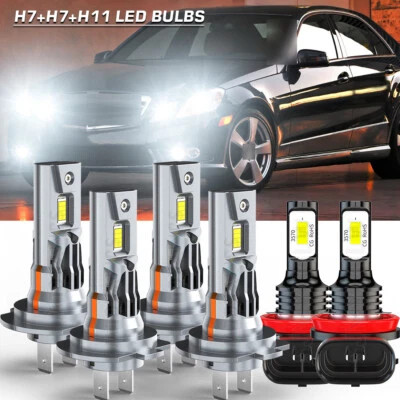 For Mercedes-Benz E350 E320 E550-6x WHITE LED Headlight + Fog Light Bulbs Kit (for: Smart)