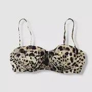Dolce&Gabbana Women's Beige Leopard Print Balconette Top Swimwear Size 2