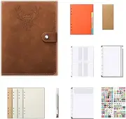 Weforu 2025 A5 Planner, Binder 6 Ring Binder Notebook - Refillable Notebook A5 Planner Binder with Pockets, A5 Dividers, A5 Refill Paper, PU Leather Travel Journal Cover Binder Notebook Brown