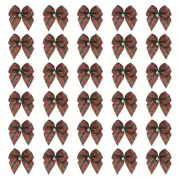 50 Pcs Mini Red Green Ribbon Bows with Pearl 1" Ribbon Flowers Appliques