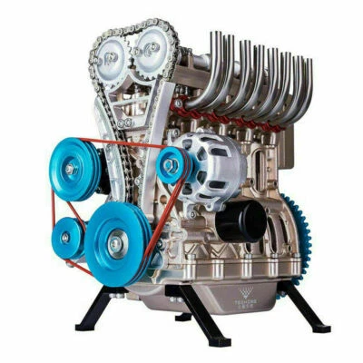 4-cylinder Inline Gasoline Engine Model Building Kits Full Metal Assembled Toys
