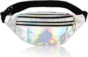 [AYNKH] Fashion Waist Bag Waterproof Fanny Pack Belt Bag Bumbag for Travel Party Sports Running Hiking Daily Use, Bright, One Size, Laser flash color