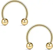 [Ruifan] 316L Surgical Steel CBR Horseshoe Circular Rings Nose Eyebrow Tragus Lip Ear Hoop Ring Piercing 20G 8MM,10MM 2-12PCS