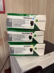 GENUINE Lexmark 74C0SCG, 74C0SMG 74C0SYG sealed boxes w/dents